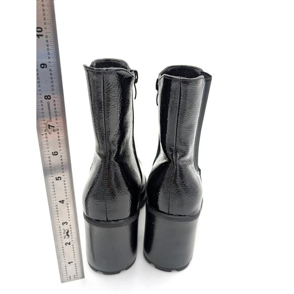 Top Woda West Lug Sole Platform Bootie Side Zip Women's Black Size US6.5 EU37 - Picture 4 of 13